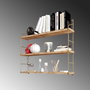 Hanah Home Estantería de Pared de 3 Niveles en Madera Maciza, Dorado y Marrón